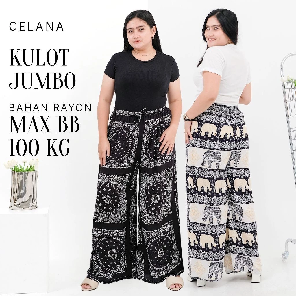 Celana Kulot Gajah Jumbo Bahan Rayon Premium Termurah Kekinian